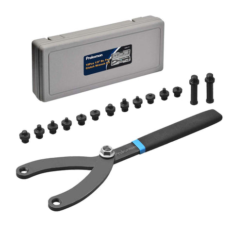 Prokomon pin wrench in adjustable mode for versatile pulley alignment.
