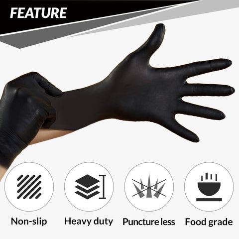 PromedixP black nitrile gloves with reliable grip and protection for professional use.