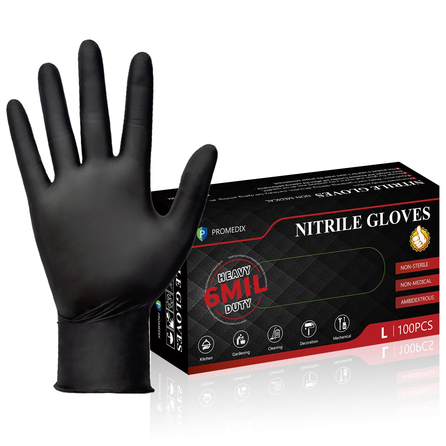 PromedixP heavy-duty nitrile gloves with 6mil thickness for durable protection in demanding tasks.