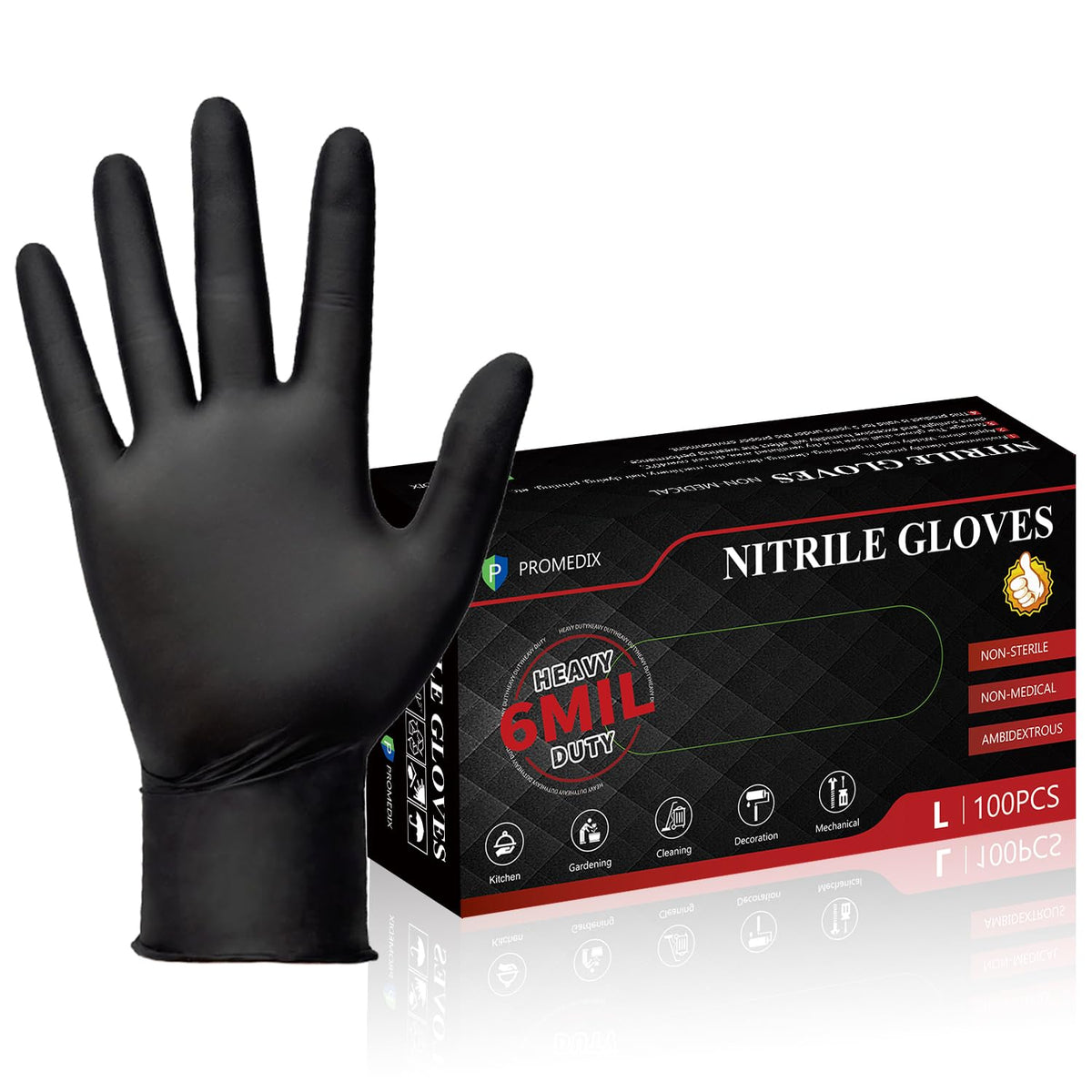 PromedixP heavy-duty nitrile gloves with 6mil thickness for durable protection in demanding tasks.
