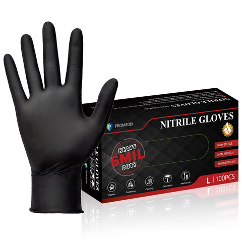 PromedixP heavy-duty nitrile gloves with 6mil thickness for durable protection in demanding tasks.