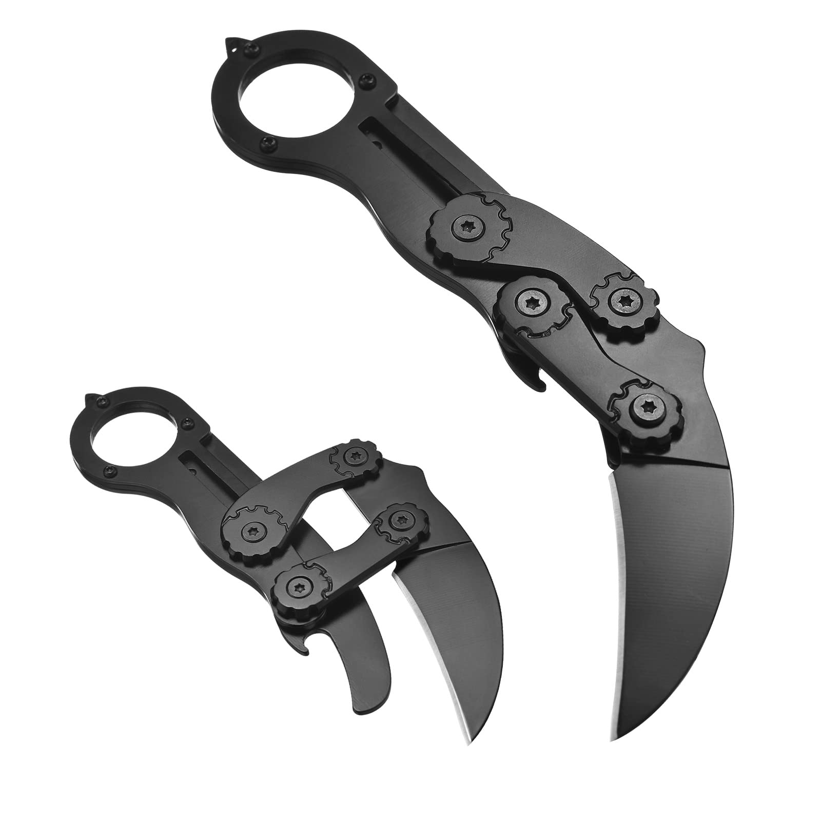 Promithi folding morphing knife closeup shows precision blade for quick cutting tasks.