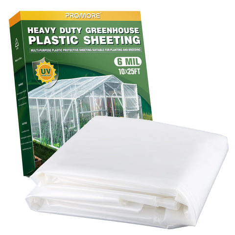 PROMORE 6mil clear plastic sheeting ideal for garden protection and durable coverage