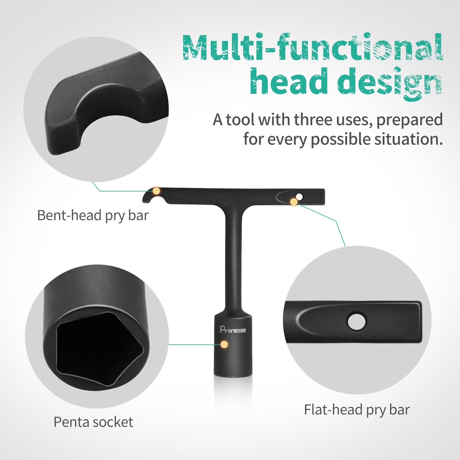 Pronese Penta Wrench CrMo steel body resists corrosion in harsh environments.