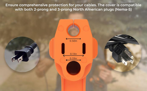 Prong Shield durable rubber casing provides reliable protection in outdoor setups.