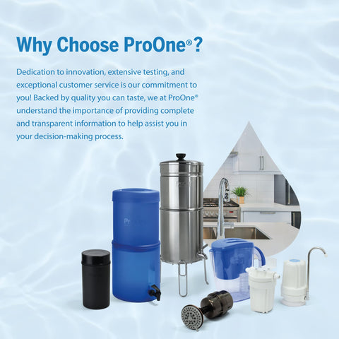 ProOne portable gravity filtration in use, power-free water purification