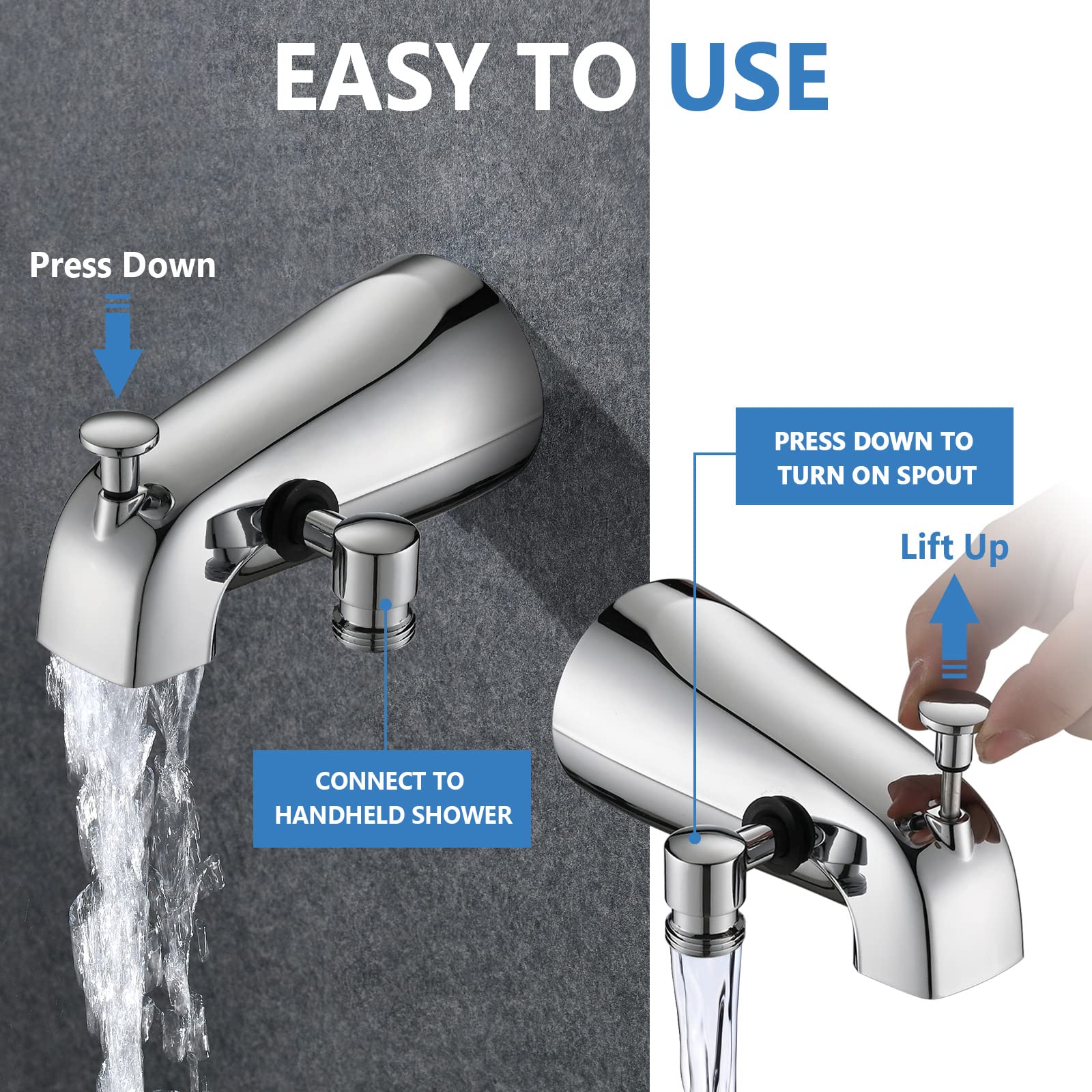 PROOX 60-inch hose enables flexible reach during baths and rinsing.