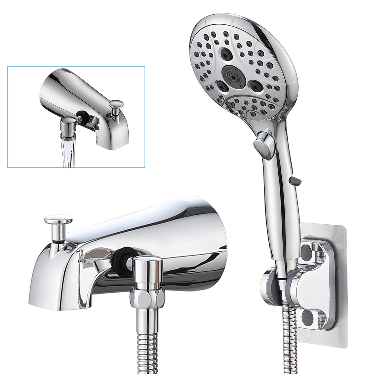 PROOX all-metal tub spout with diverter for easy shower conversion.