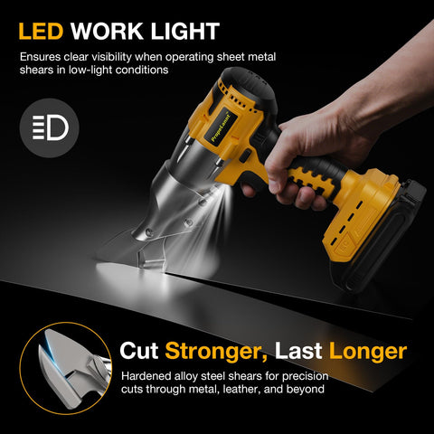 Propelannt multi-material cutting handles metal, leather, carpet, and cardboard.