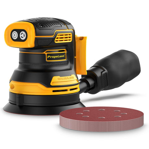 Propelannt random orbital sander compatible with Dewalt 20V for easy power pairing
