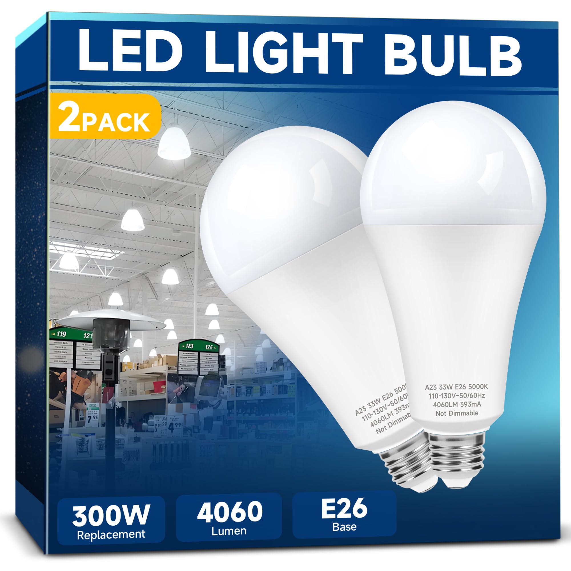 Prosperbiz 300W LED bulb front view for garages and workshops