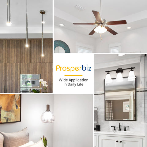 Prosperbiz bulb in a ceiling fan for ambient daylight.