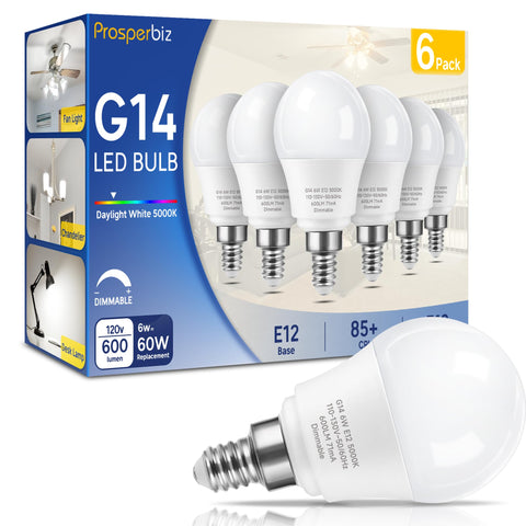 Prosperbiz E12 dimmable globe bulb with daylight brightness for true colors.