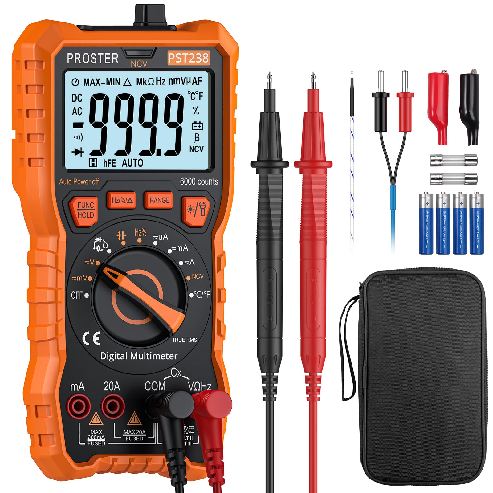 Proster digital multimeter 6000-count display for precise readings in any workshop.