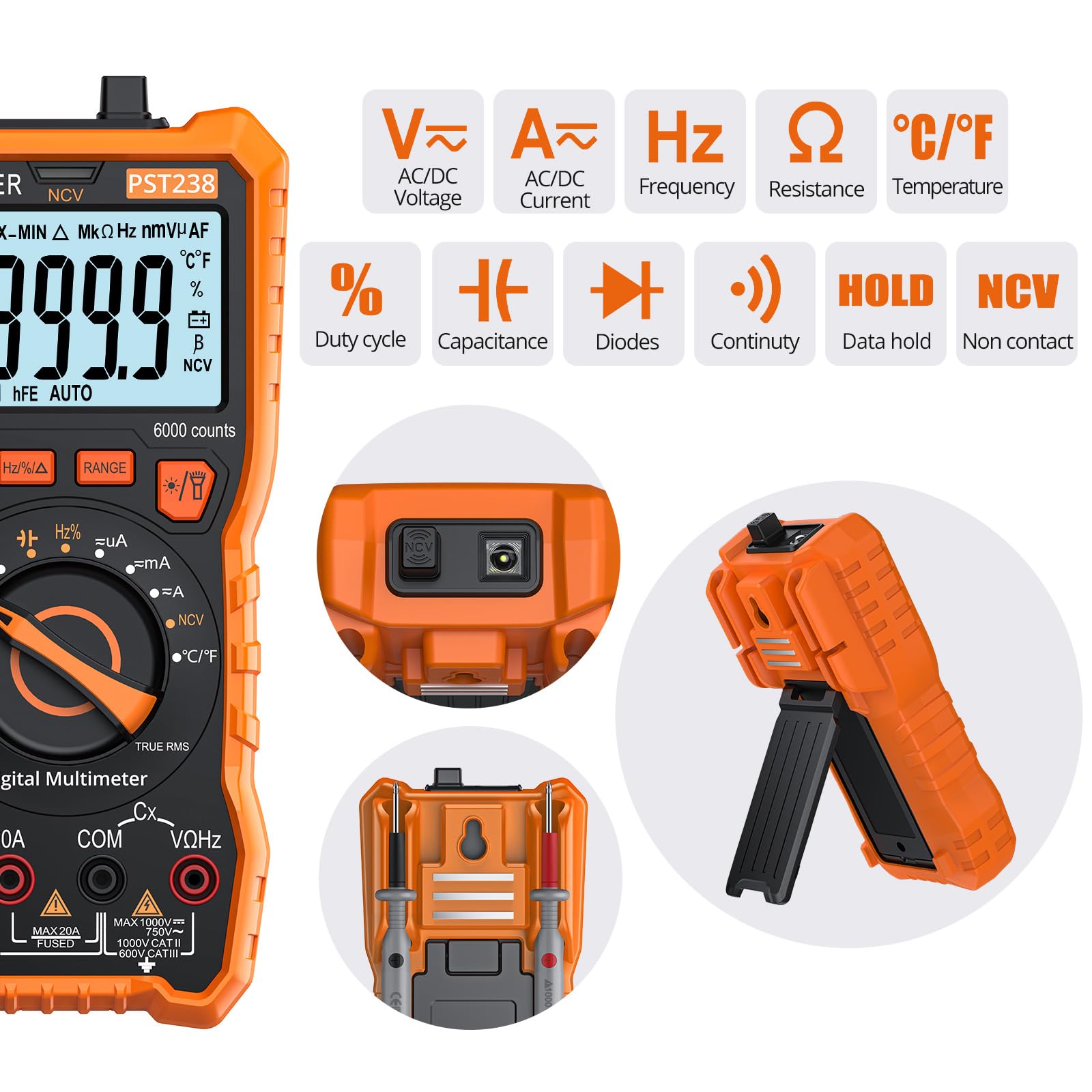 Proster DMM NCV detection feature helps test live wires safely.