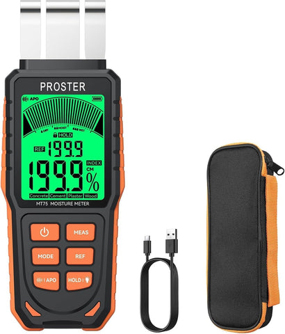 Proster rechargeable moisture meter with 5 modes on display for versatile testing