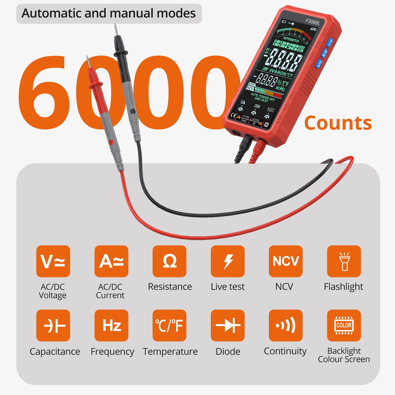 Proster true RMS 6000-count multimeter for accurate AC and DC measurements