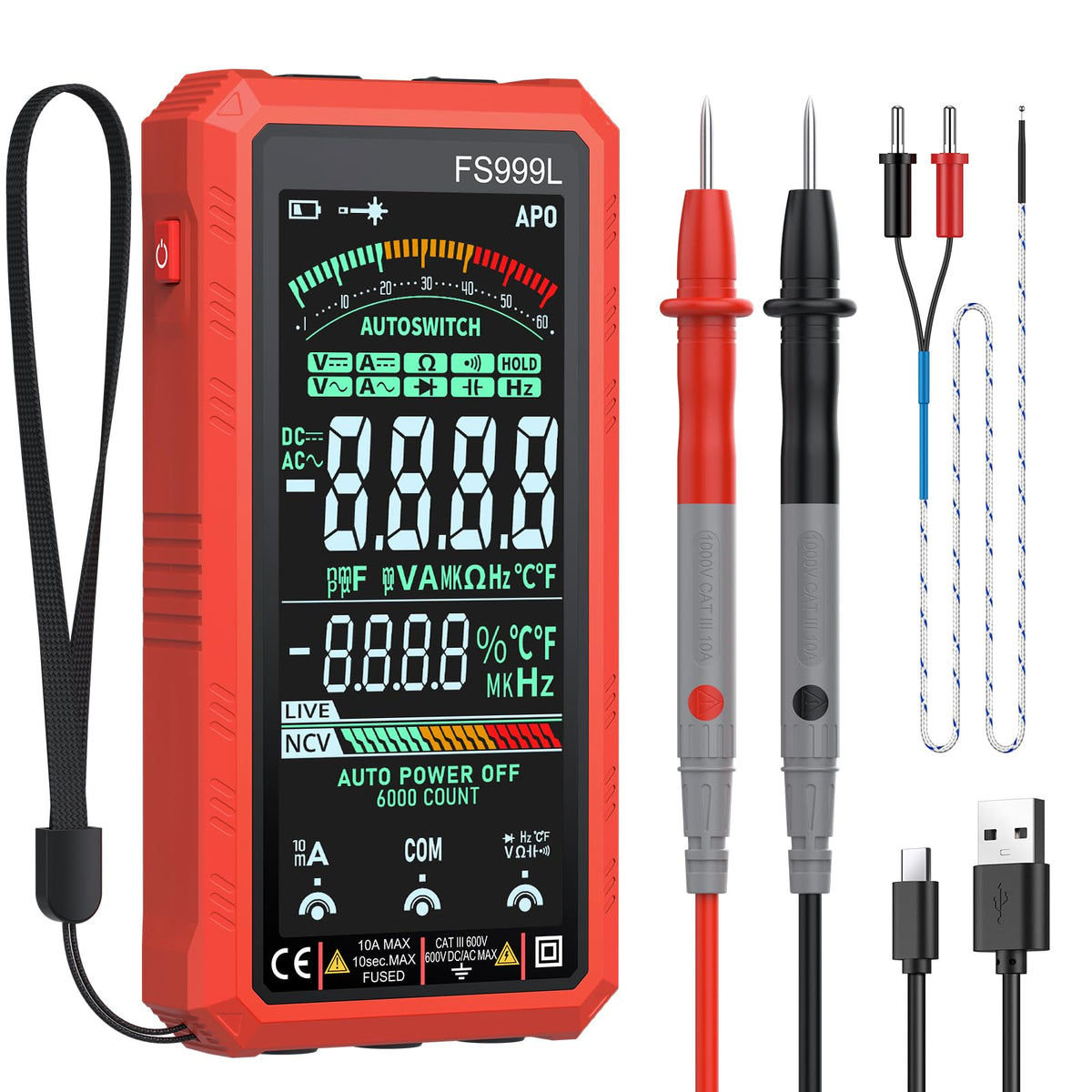 Proster USB-C rechargeable smart multimeter with 5-inch color screen for clear readings anywhere