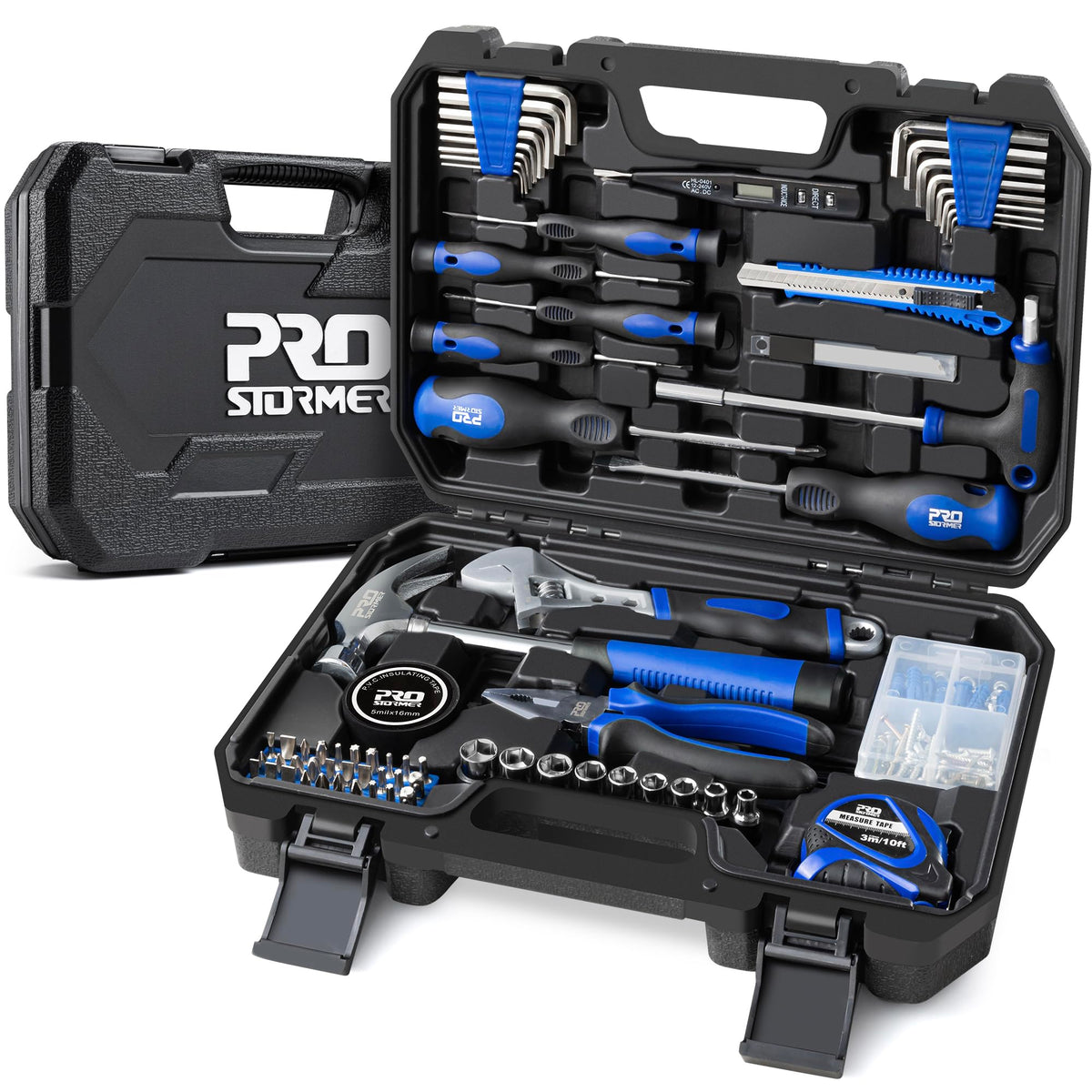 Prostormer 179-piece tool kit in its case, ready for home repairs.
