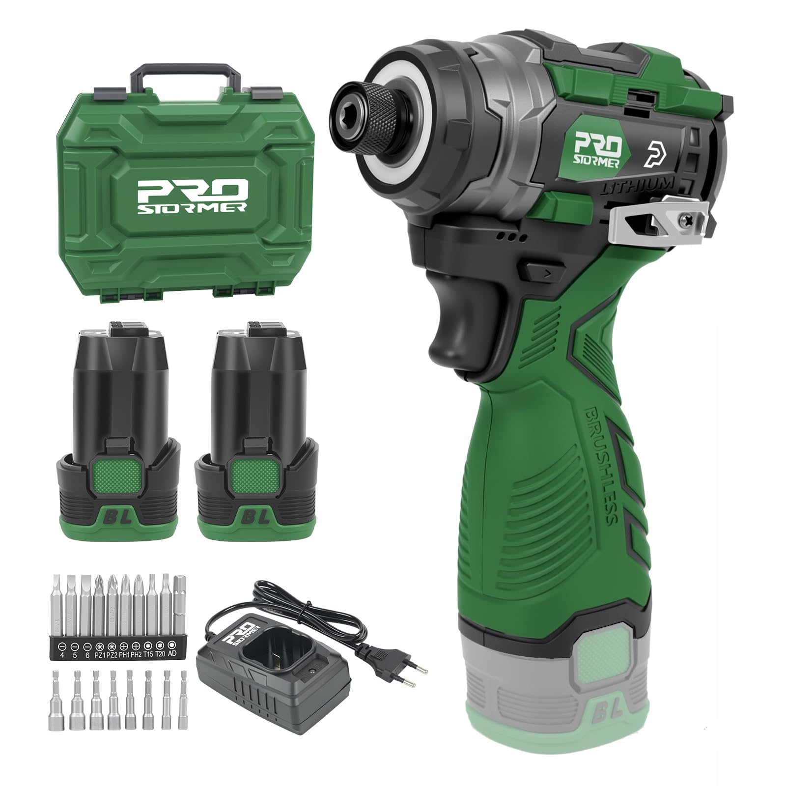 Prostormer 17V cordless impact driver with compact design for precise fastening.