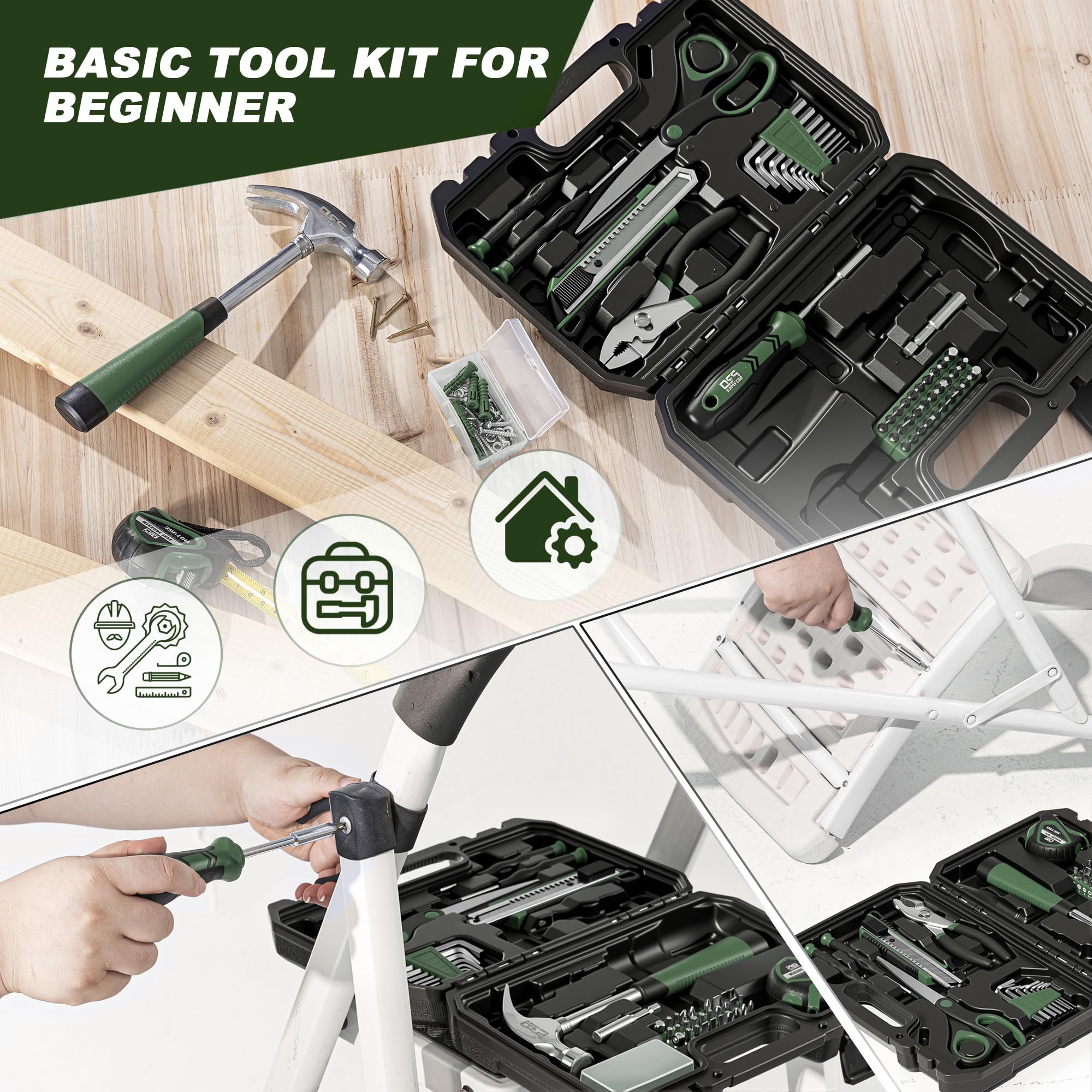 Prostormer 93-piece tool kit with hex keys and screws for fittings.