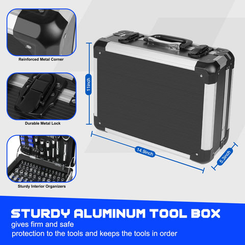 Prostormer aluminium toolbox keeps tools secure and portable.