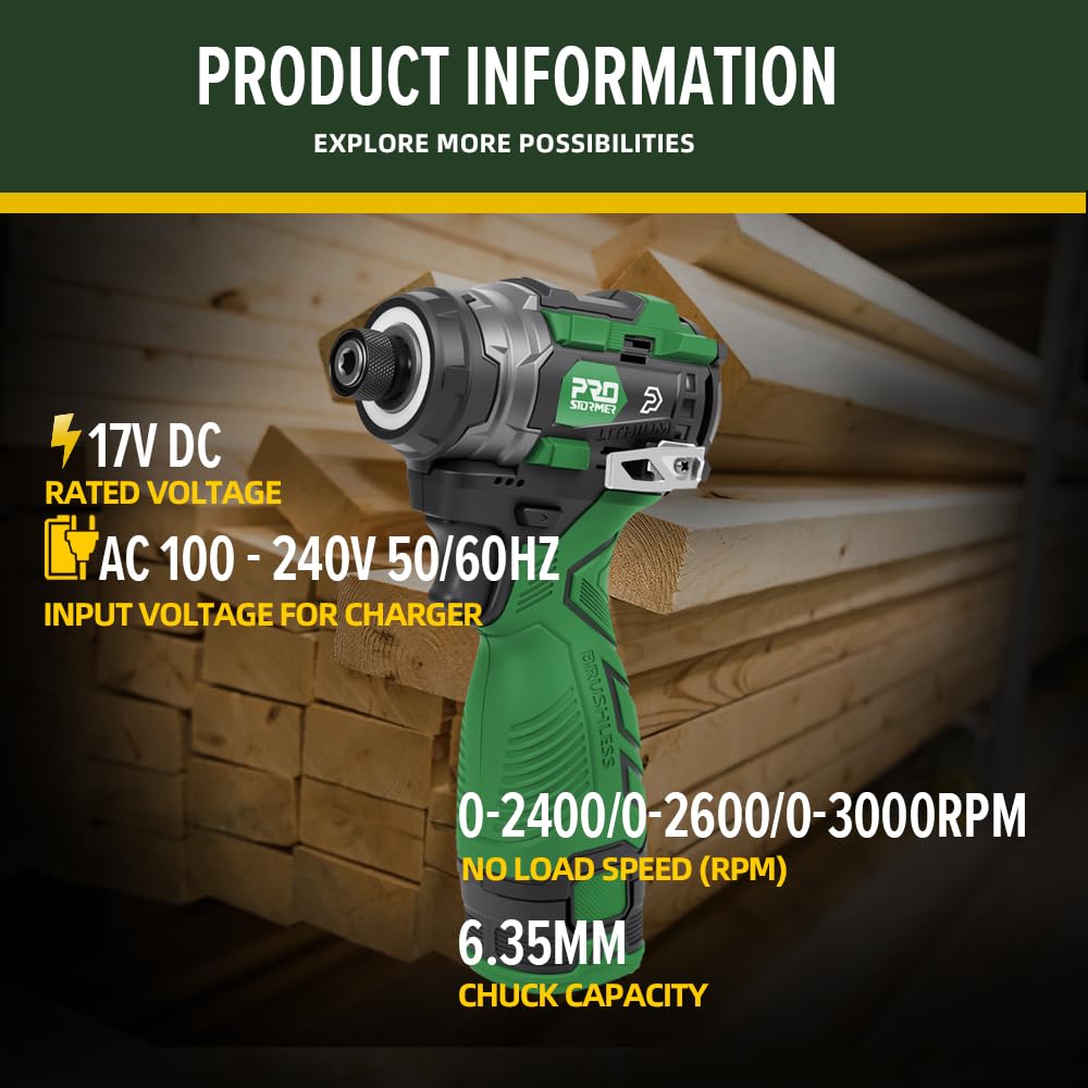 Prostormer brushless motor provides efficient power and longer tool life.