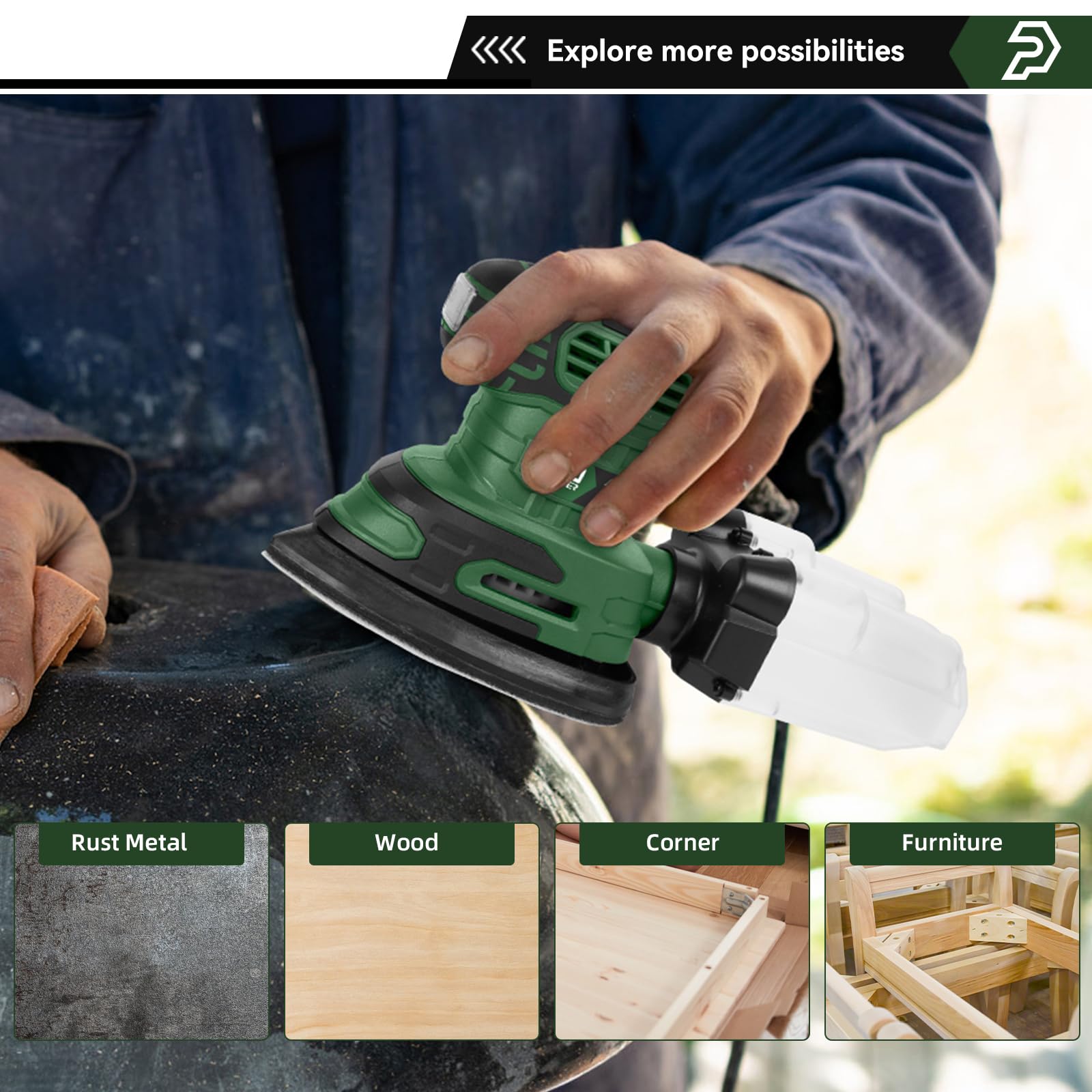 Prostormer Detail Sander with included sandpapers for versatile finishing