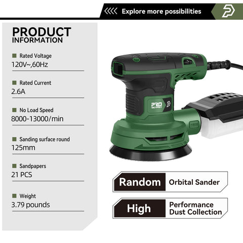 Prostormer dust collection box attached to sander to keep workspace cleaner