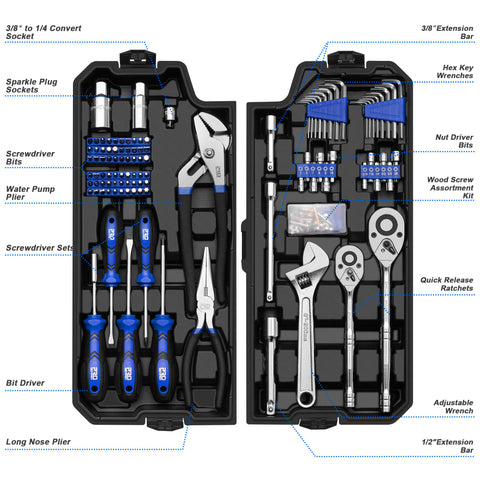 Prostormer plastic storage toolbox case keeps tools organized and portable.