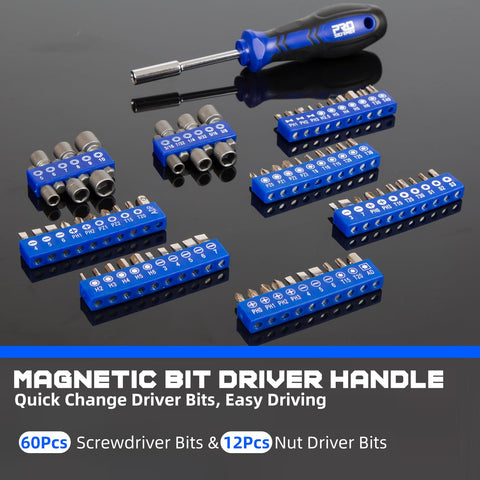 Prostormer screwdriver bits cover Phillips, slotted, square, star, and pozi.
