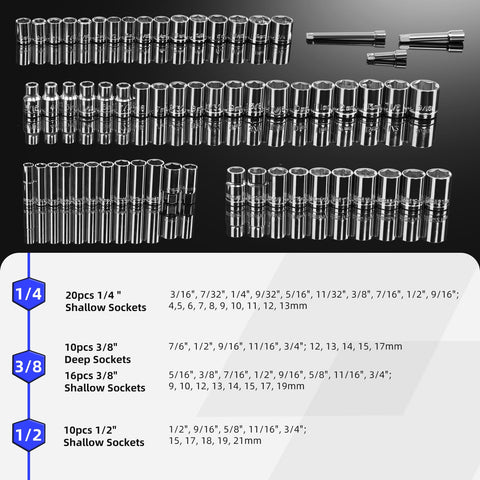 Prostormer socket wrench set in chrome-vanadium for durable torque.