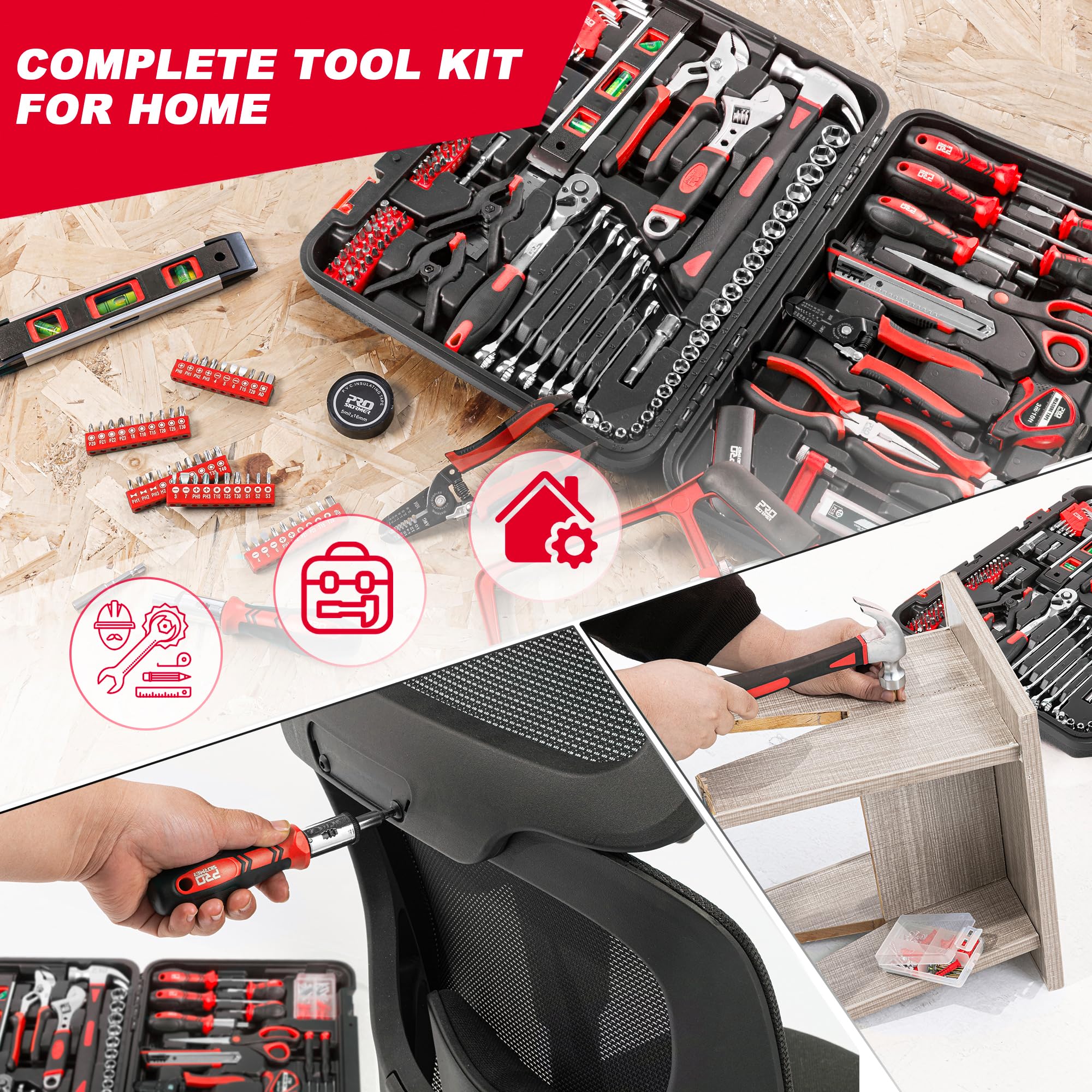 Prostormer soft-grip screwdrivers provide comfortable control.
