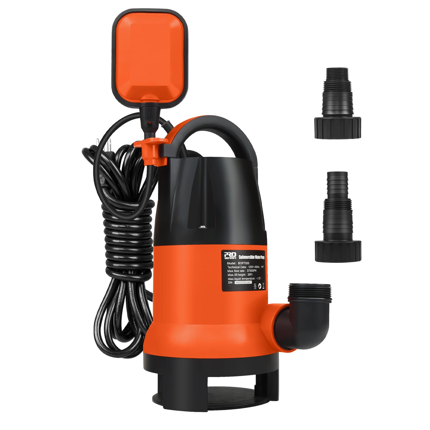 Prostormer sump pump exterior orange for reliable water removal