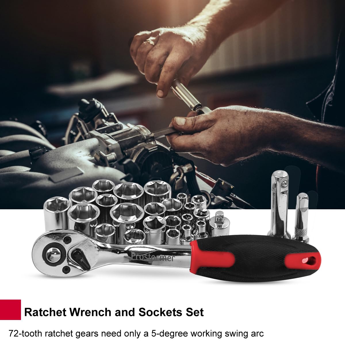 Prostormer toolbox with internal molded compartments keeps tools organized.