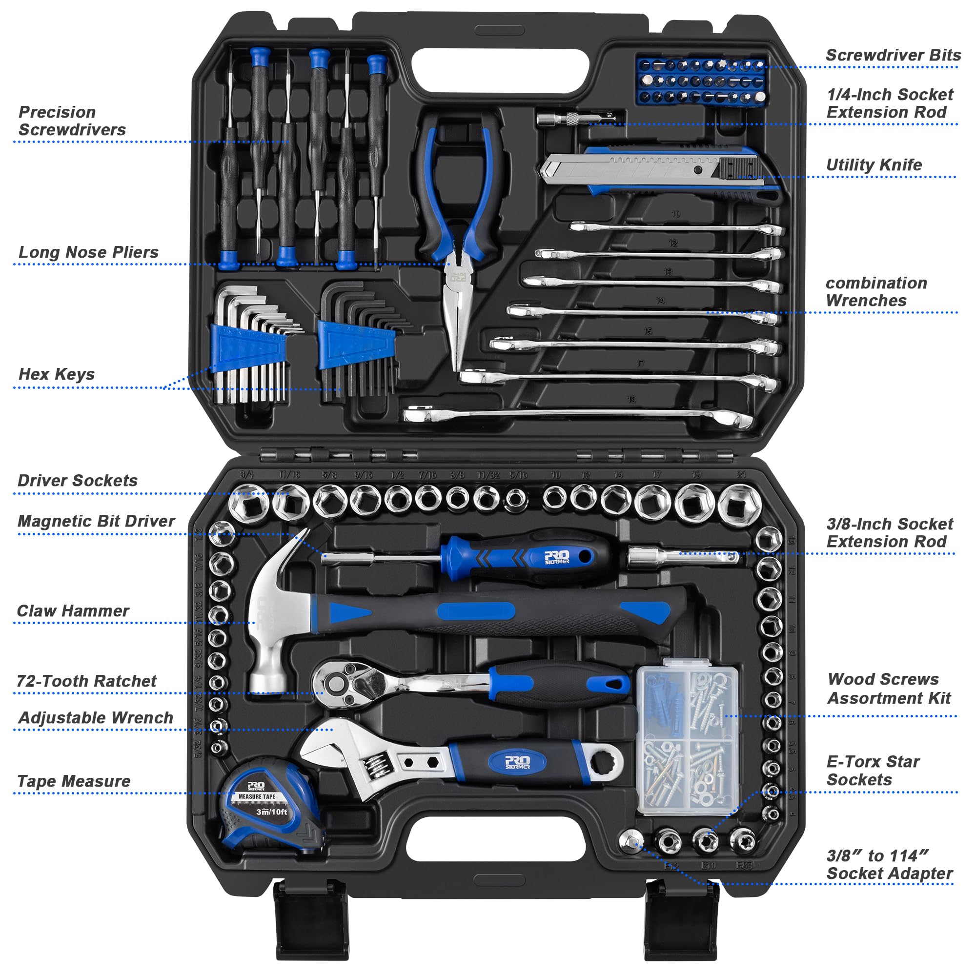 Prostormer toolbox storage case opens to reveal organized tool compartments