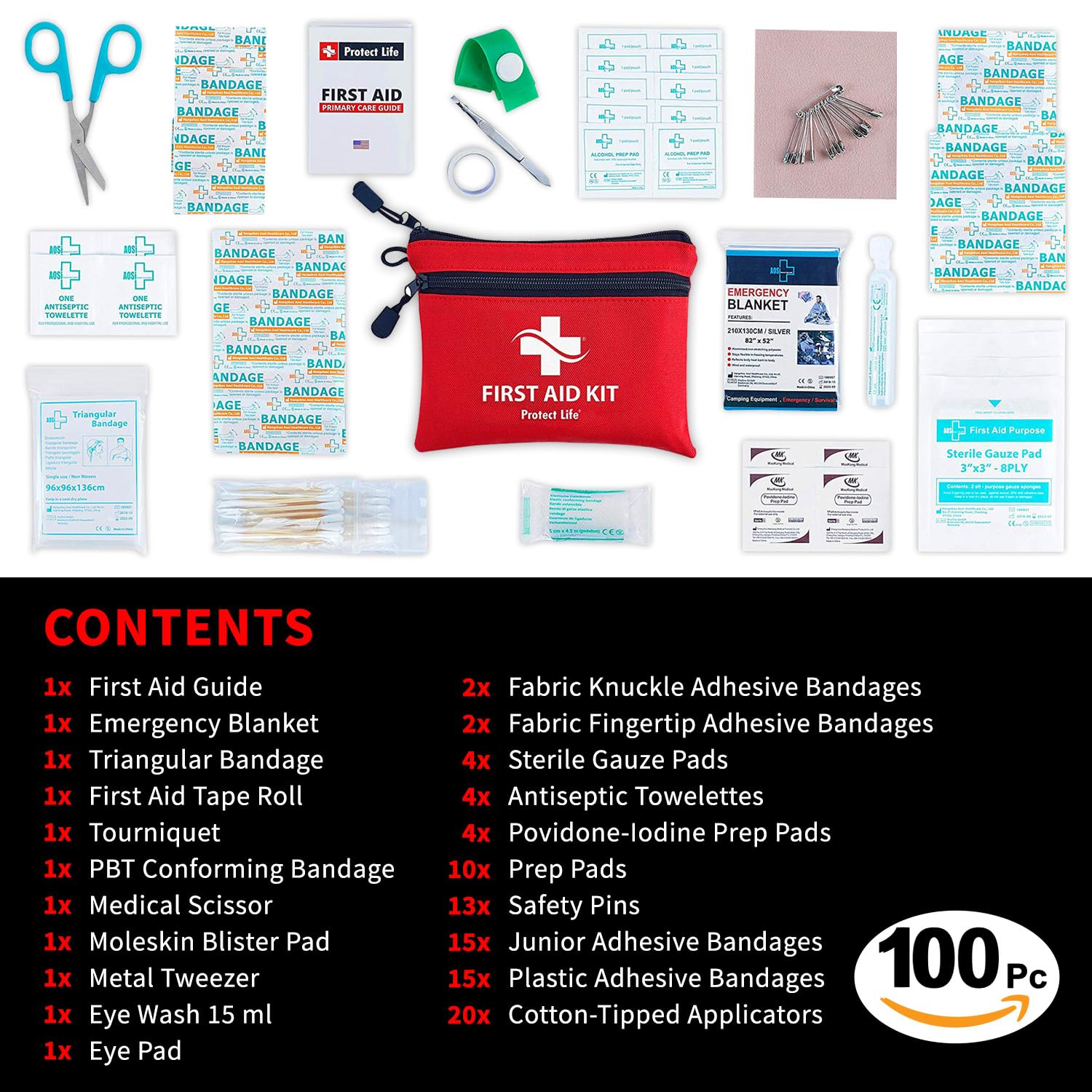 Protect Life survival kit on hiking backpack.