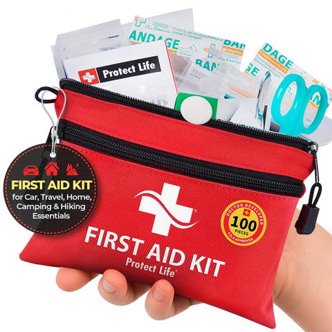 Protect Life survival kit in compact case for outdoor emergencies.