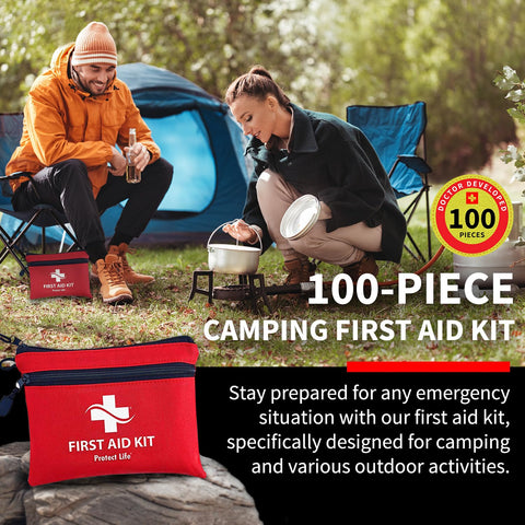 Protect Life first aid kit opened, ready for travel.