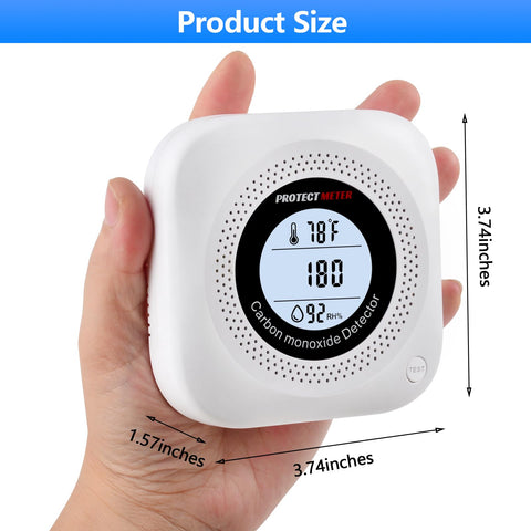 PROTECTMETER 85dB Alarm for quick CO alerts.