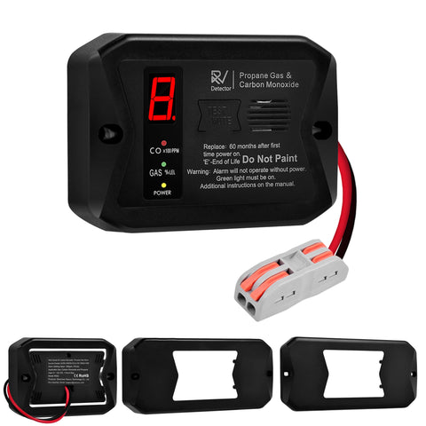 PROTECTMETER RV detector front view with dual CO and LP gas sensing for safe travel