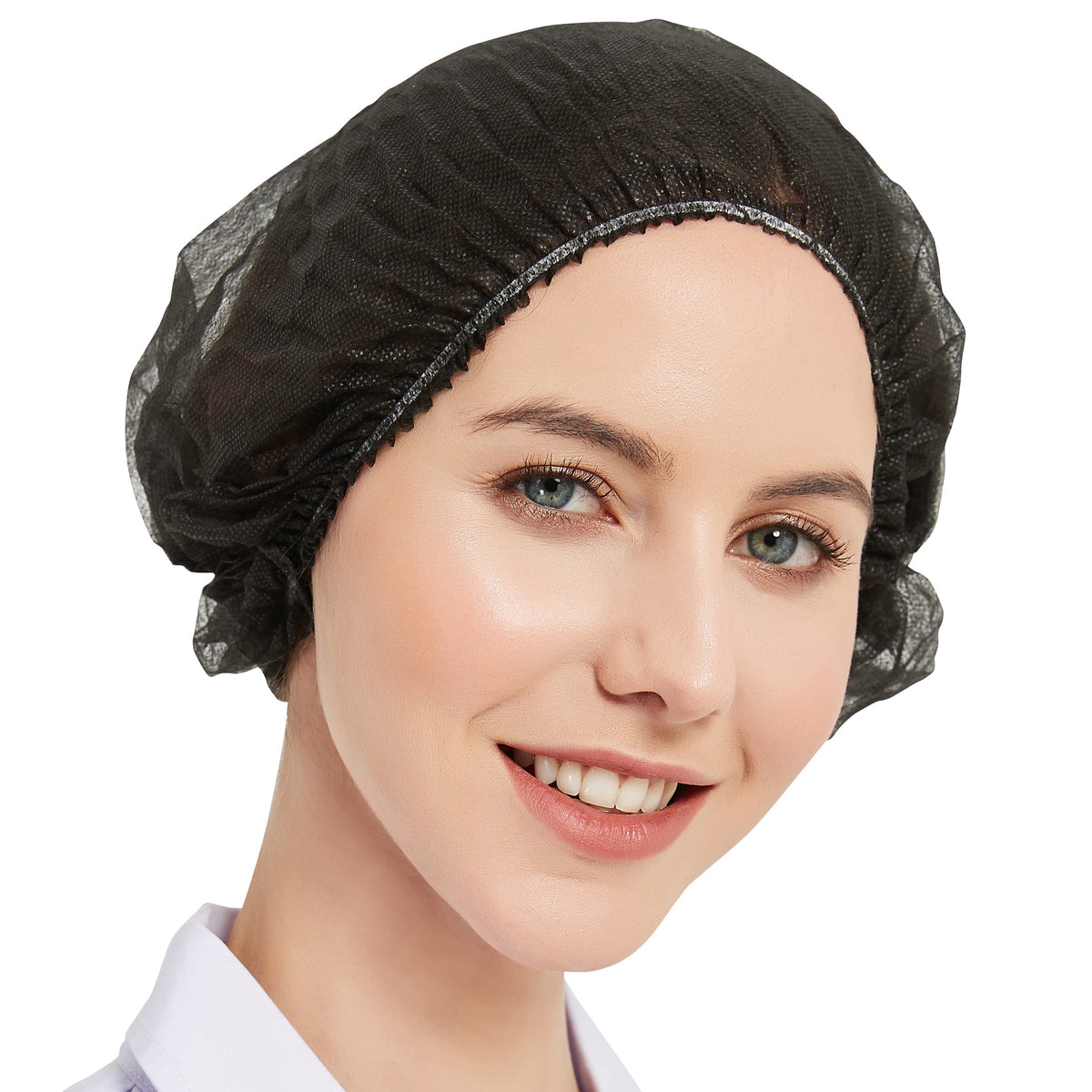 ProtectX 100-pack black disposable hair net for clean kitchen sanitation