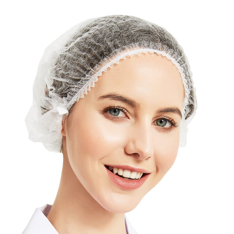 ProtectX white disposable hair nets provide a comfortable fit for long hair in food service.