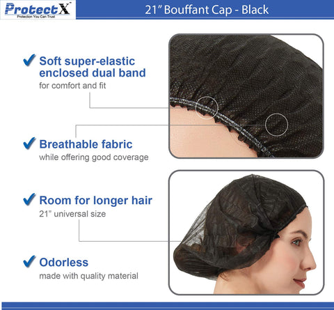ProtectX 21 inch roomy-fit bouffant cap for longer hair