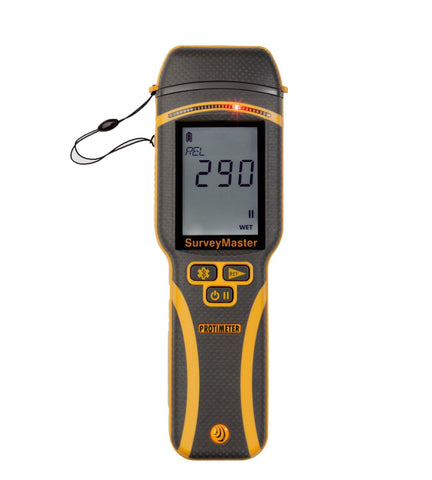 Protimeter Surveymaster front view showing ergonomic, one-handed field use.