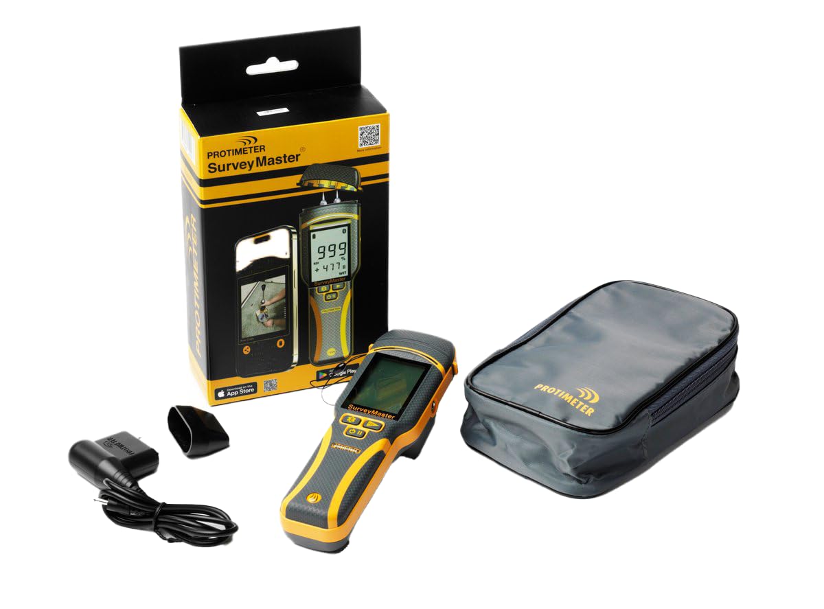 Protimeter Surveymaster non-invasive mode demo for surface moisture checks without contact.