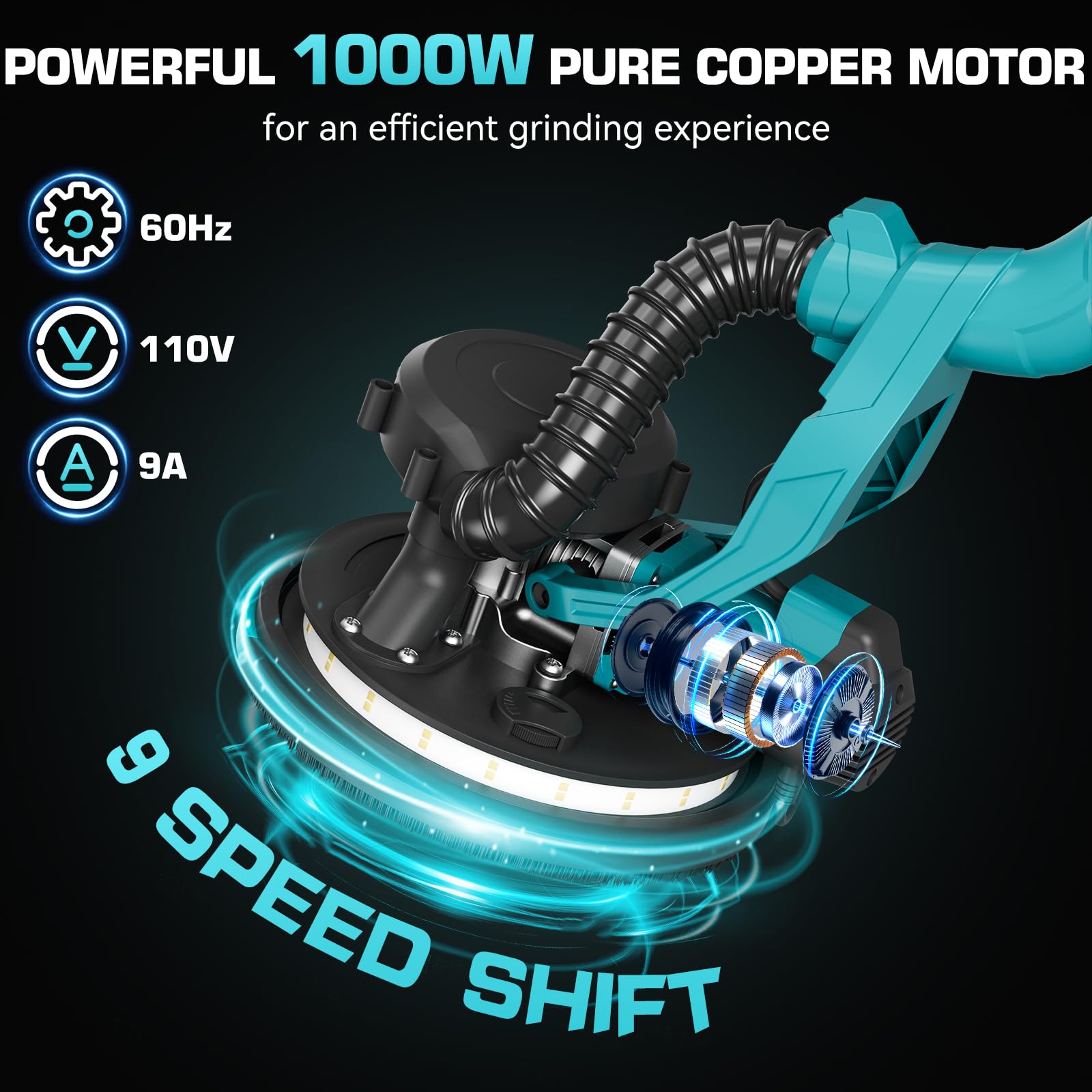 Protmex 1000W drywall sander with digital display for precise speed control