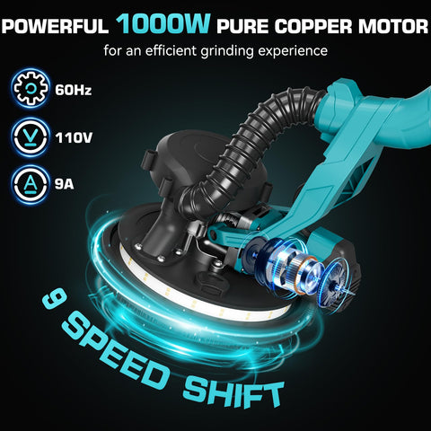 Protmex 1000W drywall sander with digital display for precise speed control