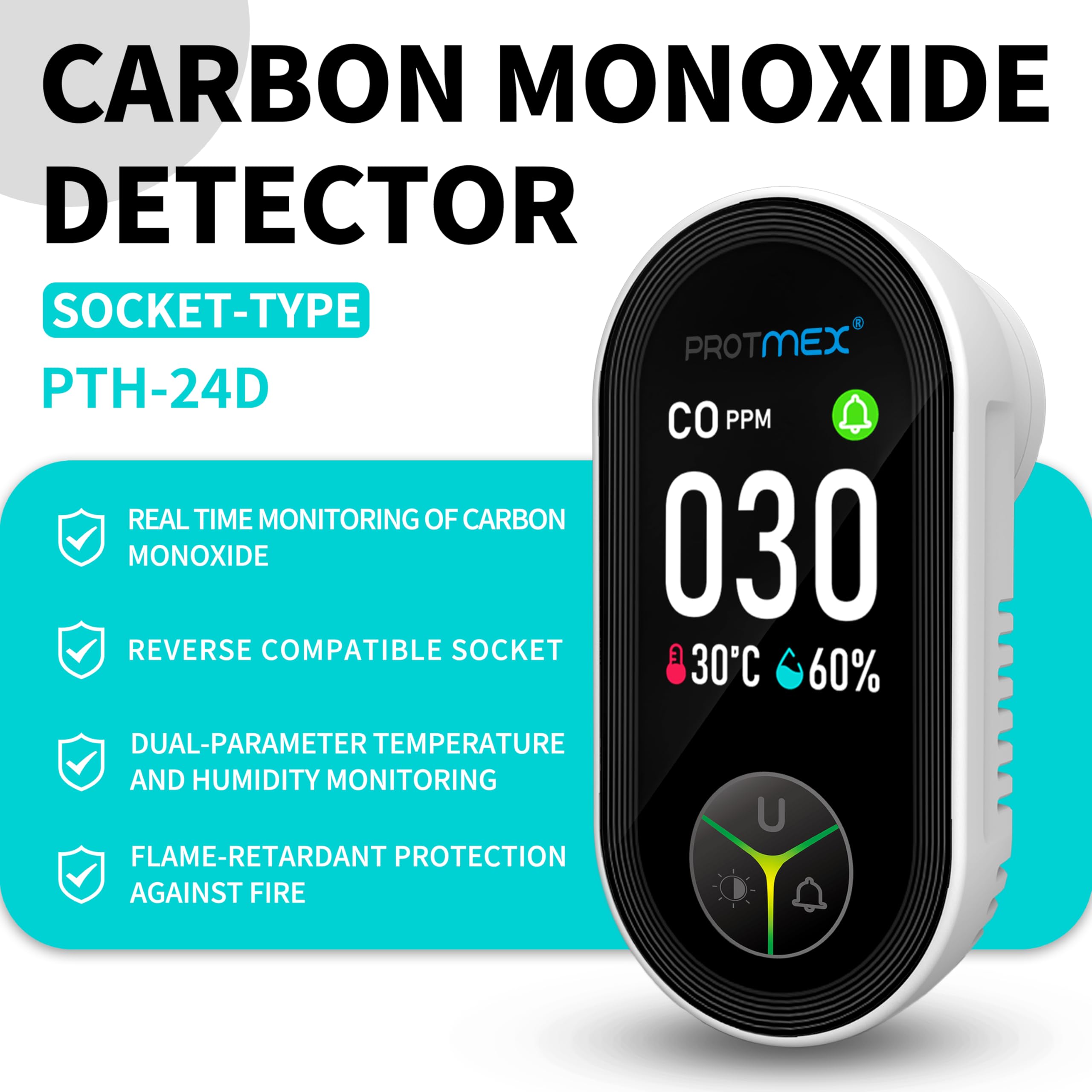 Protmex 3-in-1 monitor tracks CO, temperature, and humidity