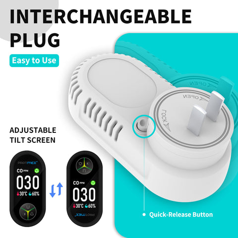 Protmex breathing-light glows when CO levels rise